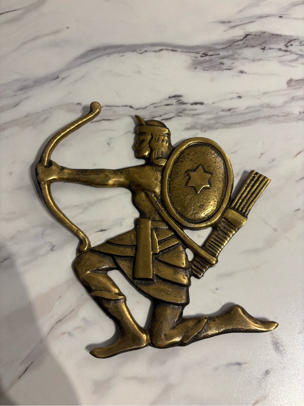 Vintage Brass Archer Robin Hood wall hanging plaque